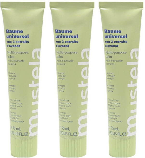 mustela 慕之恬廊 有機酪梨萬用霜 75ml 滋養修護防護 全家適用, 3條