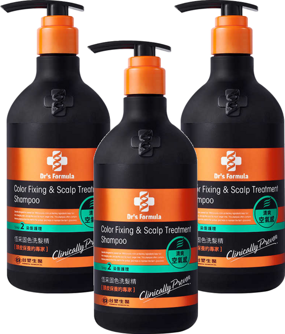 台塑生醫 Dr's Formula 恆采固色洗髮精 清爽空氣感, 580g, 3瓶