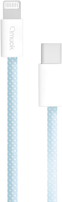 amuok 艾默克 Type-C-iOS 動彩快充數據線 20W, 1m, 白色, 1條