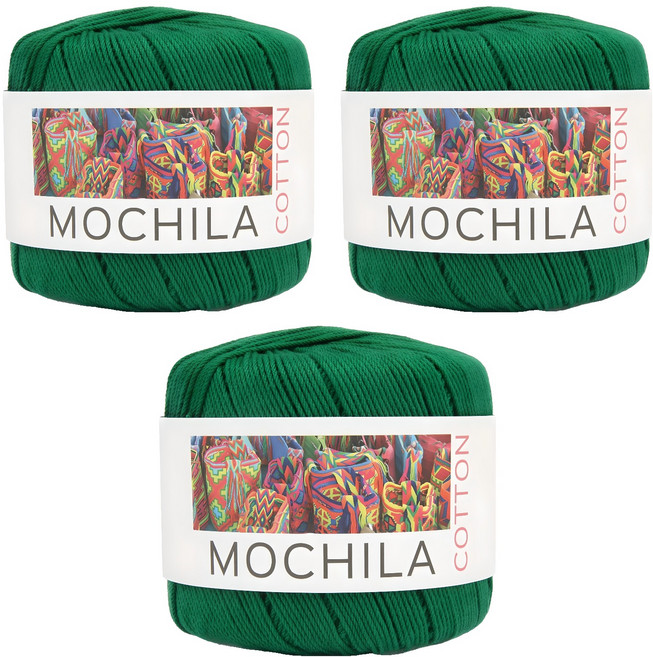 브랜드얀 모칠라 코튼 뜨개실, 3개, 45녹색