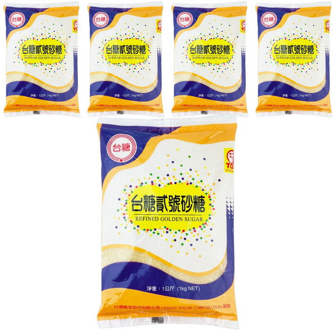 台糖 貳號砂糖, 1000g, 5包