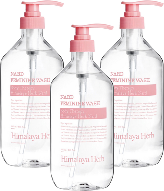 NARD 女性私密處清潔露, 1L, 3瓶