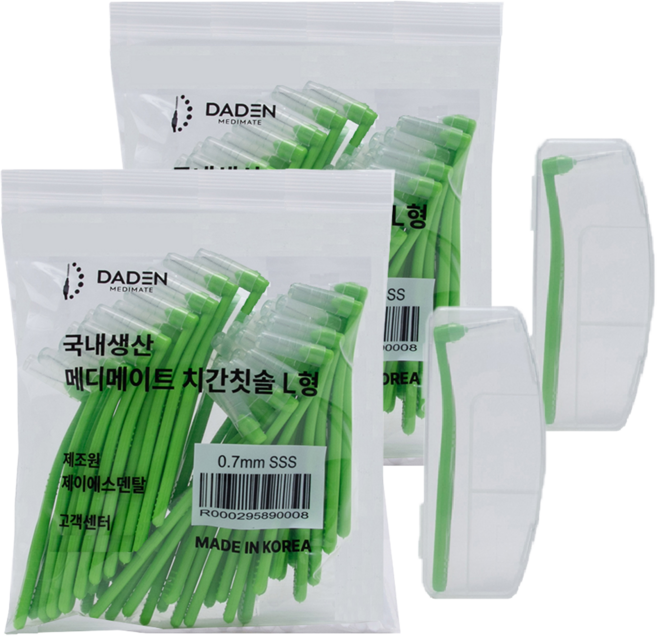 다덴 메디메이트 치간칫솔 L형 SSS, 0.7mm, 50개입, 2개