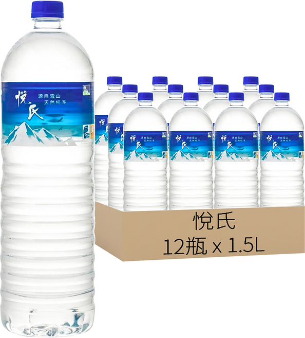 悅氏 礦泉水, 1500ml, 12瓶