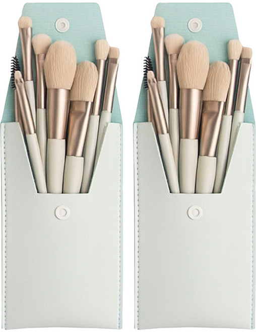 쭈니즈 메이크업 브러쉬 립 아이 블러셔 쉐딩 파우더 미니 브러쉬세트, 연파랑, 2개