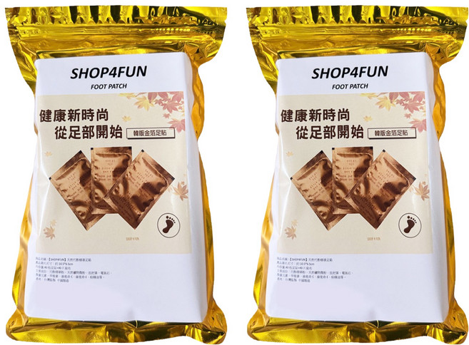 SHOP4FUN 購瘋趣 天然竹酢樹液足貼 足貼40片 + 貼布40片 10.5 x 6.5cm, 2袋, 1袋
