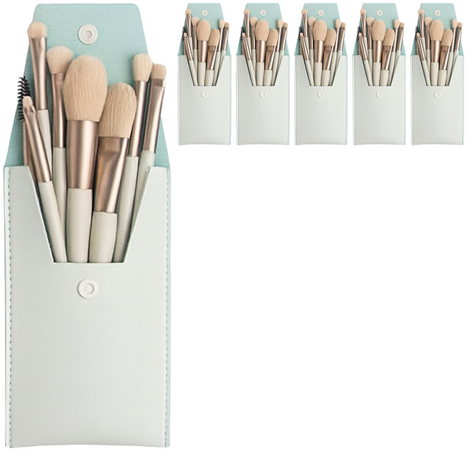 쭈니즈 메이크업 브러쉬 립 아이 블러셔 쉐딩 파우더 미니 브러쉬세트, 연파랑, 6개