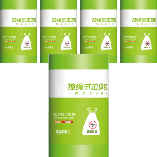 小麥購物 艾草驅蚊垃圾袋 50個 147g 5捲, 6L, 1組