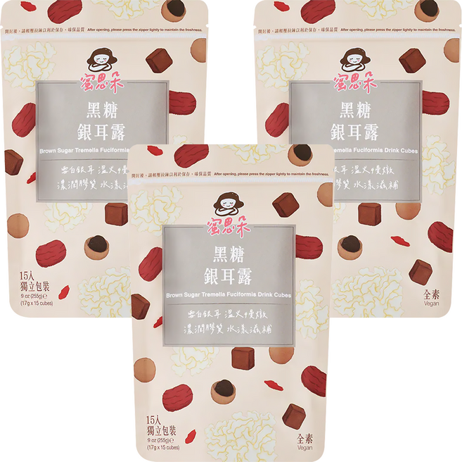 蜜思朵 黑糖銀耳露 全素, 17g, 15包, 3袋