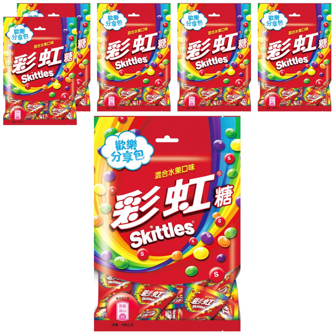 Skittles 彩虹糖 混合水果口味, 135g, 6袋