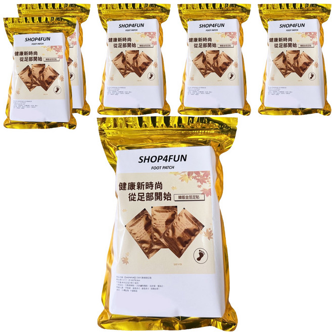 SHOP4FUN 購瘋趣 天然竹酢樹液足貼 足貼40片 + 貼布40片 10.5 x 6.5cm, 6袋, 1袋