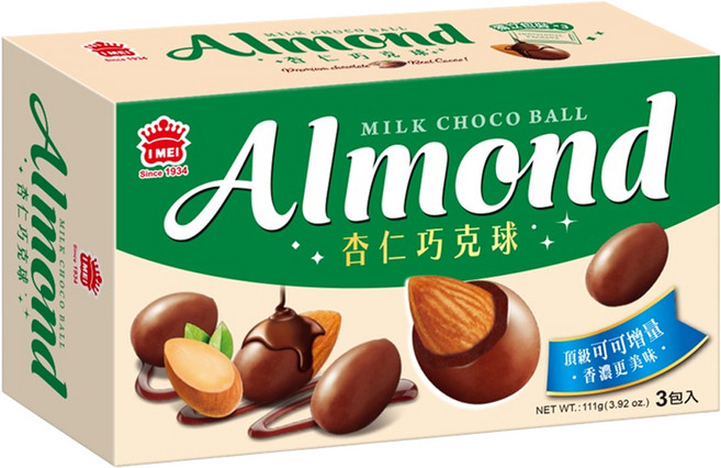 義美 杏仁巧克球 牛奶巧克力, 111g, 1盒