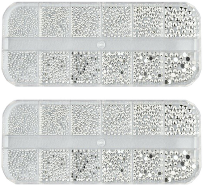 트렌드 메탈 반참 반볼 네일파츠, 실버참, 2세트