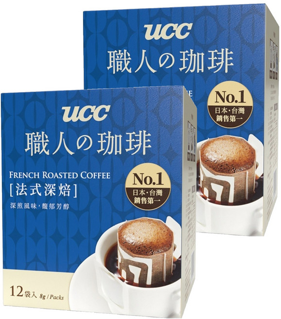 ucc 職人的珈琲 法式深焙濾掛式咖啡, 8g, 12包, 2盒
