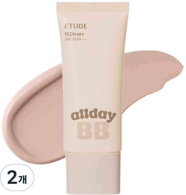 에뛰드 올 데이 맑은 비비크림 SPF36 PA+++, 02 아이보리, 35ml, 2개