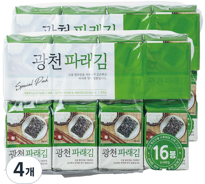 광천 파래김 16p, 64g, 4개