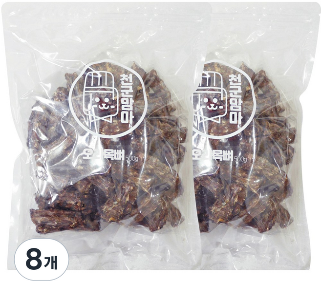 천군맘마 강아지 간식, 오리목뼈, 500g, 8개