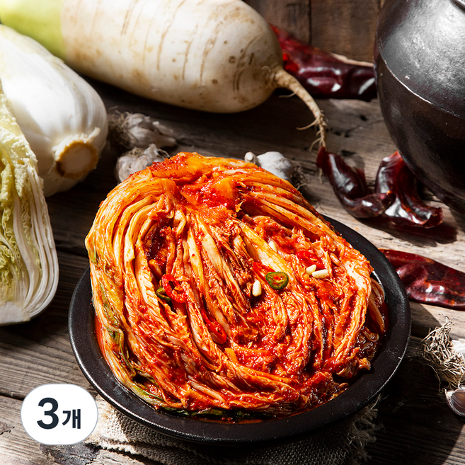 장군차김치 모산 장군차 포기김치, 1.5kg, 3개
