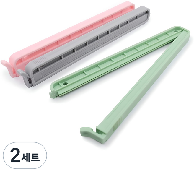 스내지 파워 특대 봉지집게 3P, 분홍색 + 회색 + 연두색, 2세트