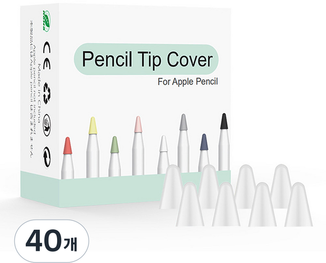 아이엠듀 1세대 2세대 애플 펜슬 마그네틱 실리콘 보호캡 케이스, 40개, 반투명