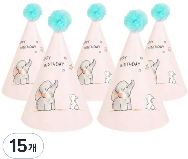 PARTY PANG 生日派對帽 大象, 粉紅色, 15個
