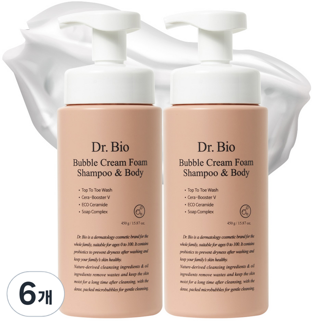 Dr.Bio 泡泡奶油泡沫洗髮&身體, 450ml, 6個