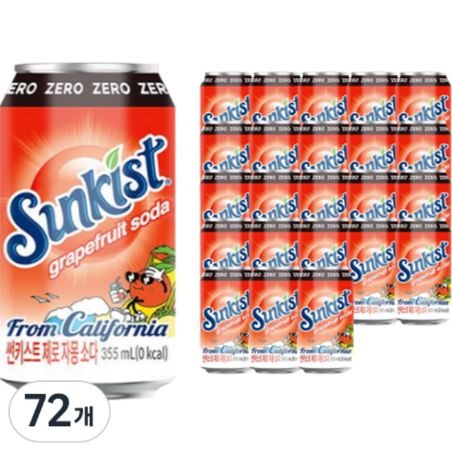 썬키스트 제로 자몽소다, 355ml, 72개