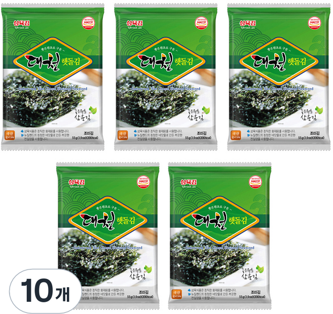 삼육김 대천 햇돌김 전장김, 55g, 10개