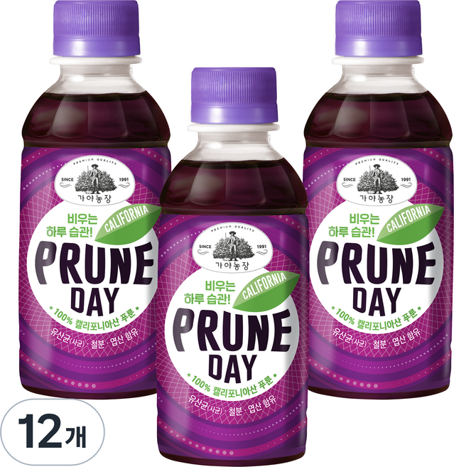 가야농장 캘리포니아 푸룬데이 주스, 12개, 200ml