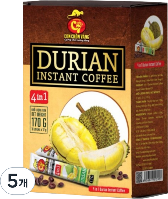 씨세븐 두리안 커피 믹스, 5개, 10개입, 17g