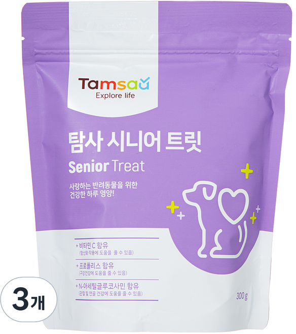 탐사 강아지 뉴트리션 트릿 영양제, 시니어, 3개