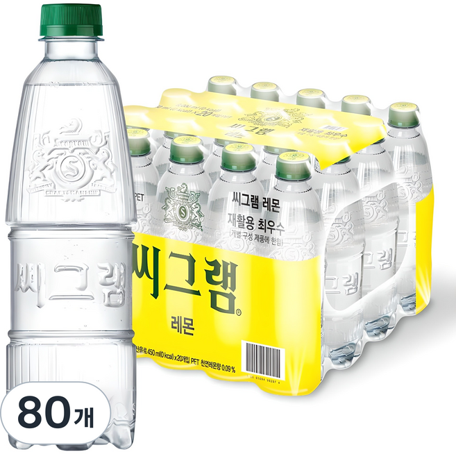 씨그램 레몬 무라벨, 450ml, 80개