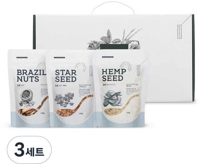 착한습관 견과 3종 알찬선물 브라질너트 + 사차인치 + 햄프씨드, 3세트