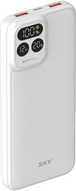 SKY 필 PD10 LCD 디스플레이10000mAh 고속 충전 보조배터리 22.5W, SKY-PD10, 화이트