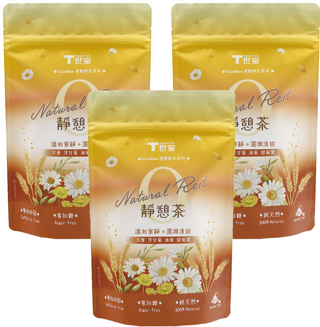 T世家 漫野時光 無咖啡因茶系列 菊花麥香靜憩茶, 4g, 12個裝, 3袋