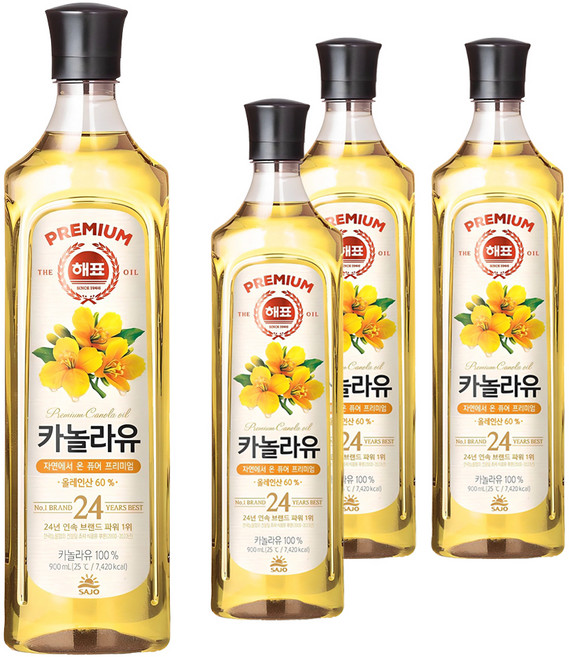 해표 카놀라유, 900ml, 4개