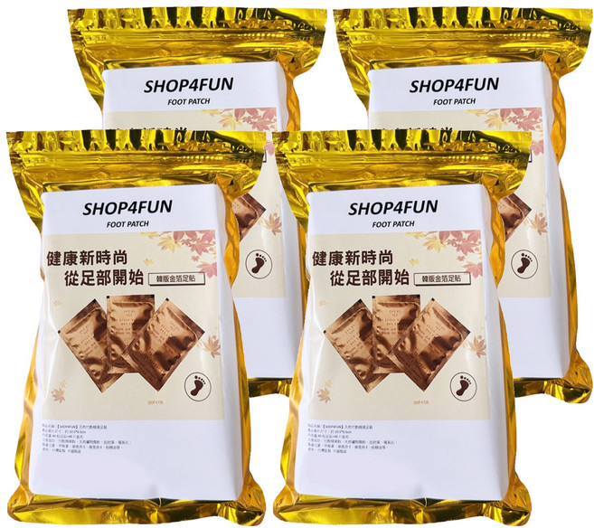 SHOP4FUN 購瘋趣 天然竹酢樹液足貼 足貼40片 + 貼布40片 10.5 x 6.5cm, 4袋, 1袋