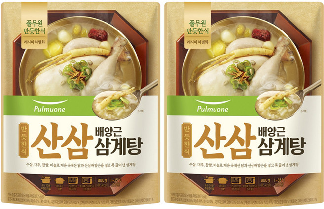 풀무원 반듯한식 산삼배양근 삼계탕 실온, 800g, 2개