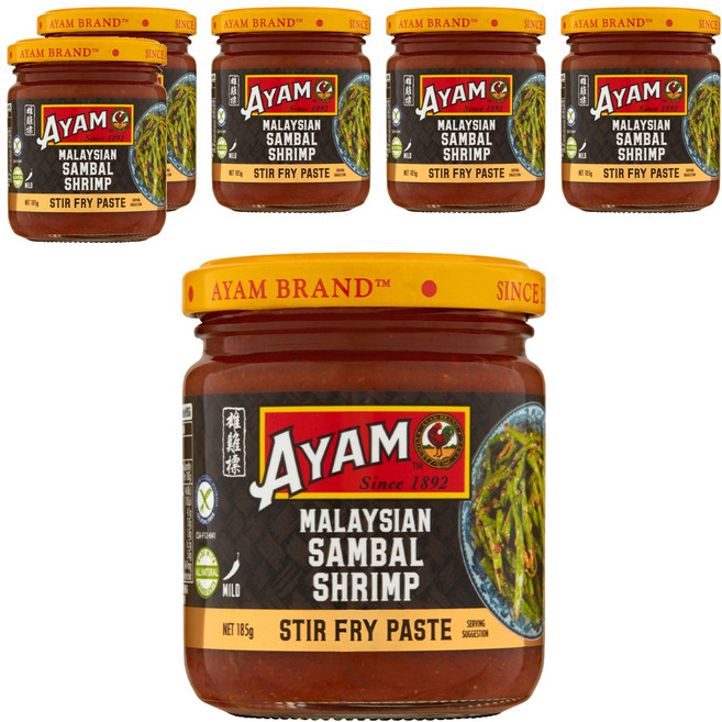 AYAM 雄雞標 參巴蝦米醬, 185g, 6罐
