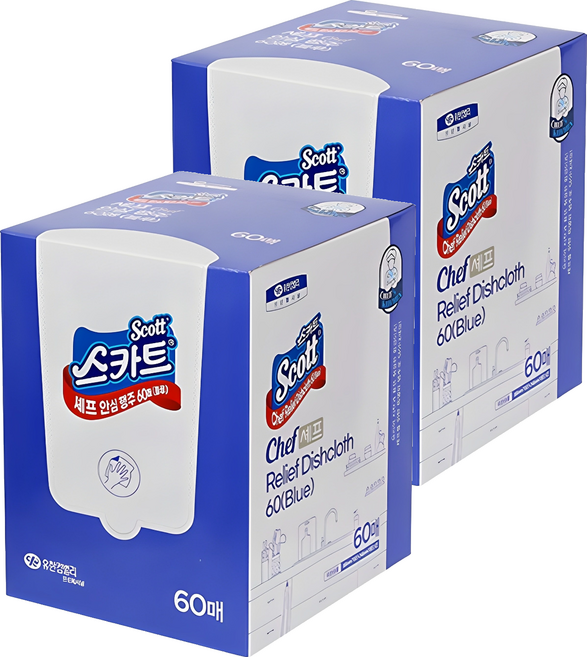 스카트 셰프 안심 행주, 60개입, 2개