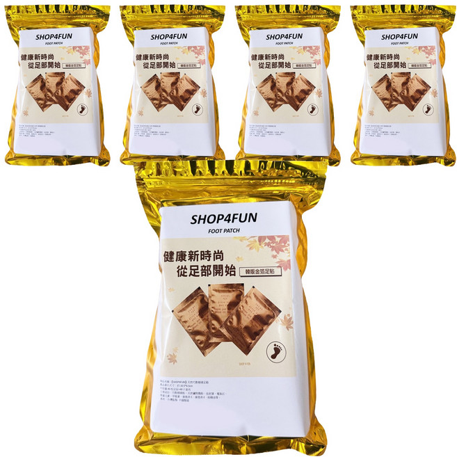 SHOP4FUN 購瘋趣 天然竹酢樹液足貼 足貼40片 + 貼布40片 10.5 x 6.5cm, 5袋, 1袋