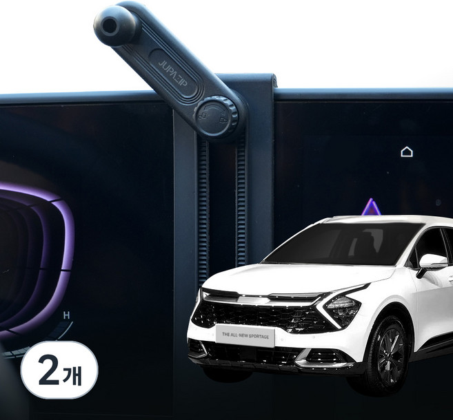 주파집 디 올 뉴 스포티지 NQ5 전용 모니터 비접착식 차량용 핸드폰 거치대 마운트, 2개, 블랙