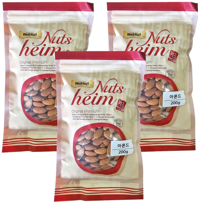 웰넛 자연두레 생아몬드, 200g, 3개