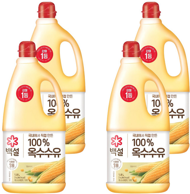 백설 옥수수유, 1.8L, 4개