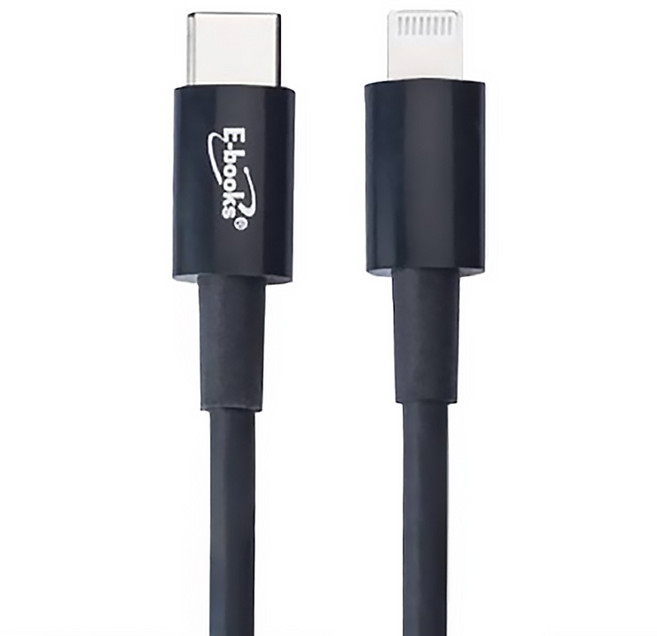 E-books Type-C-Lightning快充傳輸線 X84, 1.5m, 黑色, 1條