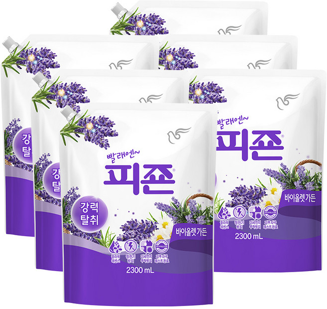 피죤 강력탈취 섬유유연제 바이올렛 가든 리필, 2.3L, 1개입, 6개