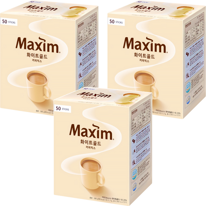 Maxim 麥心 白金經典三合一咖啡, 11.7g, 50條, 3盒