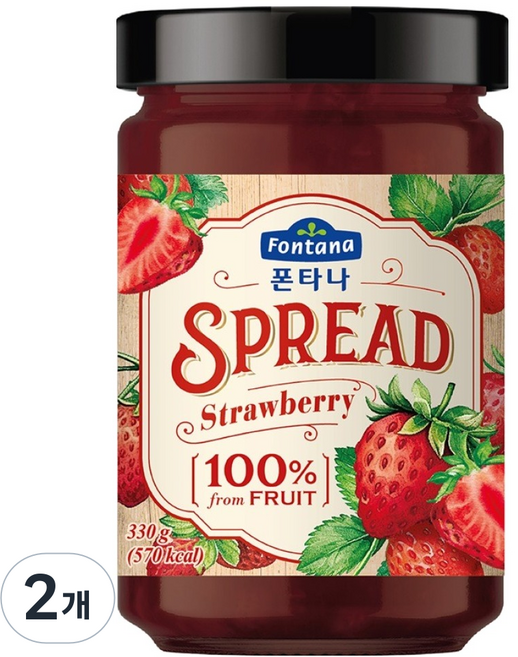 歐洲 Fontana 草莓抹醬, 330g, 2個