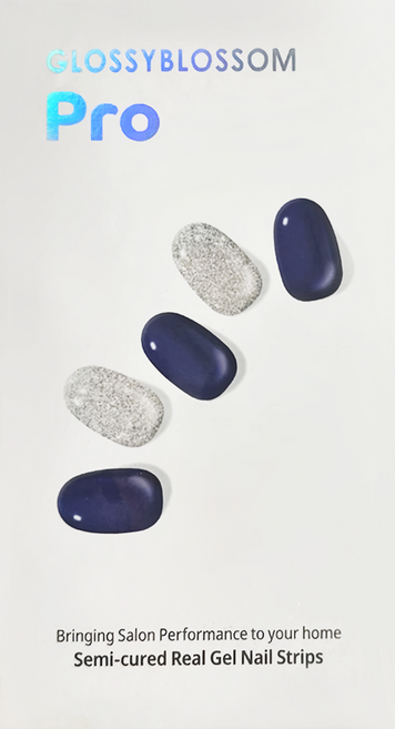 GLOSSYBLOSSOM Pro Burgundy Tweed 美甲貼紙 28入, Back To Navy, 1組