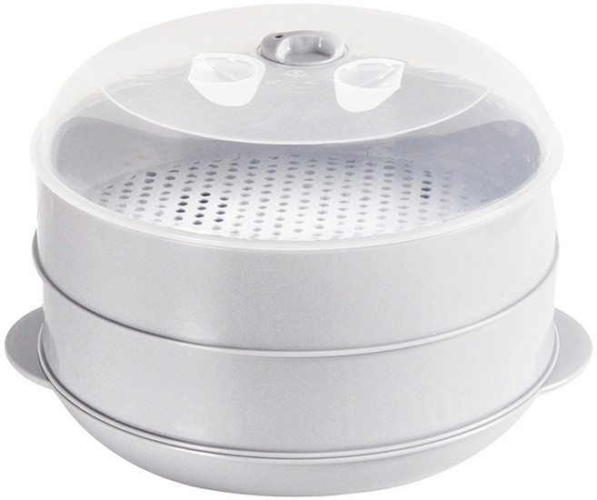 키에 전자레인지 플라스틱 찜기 2단 25.5cm, 그레이, 1개